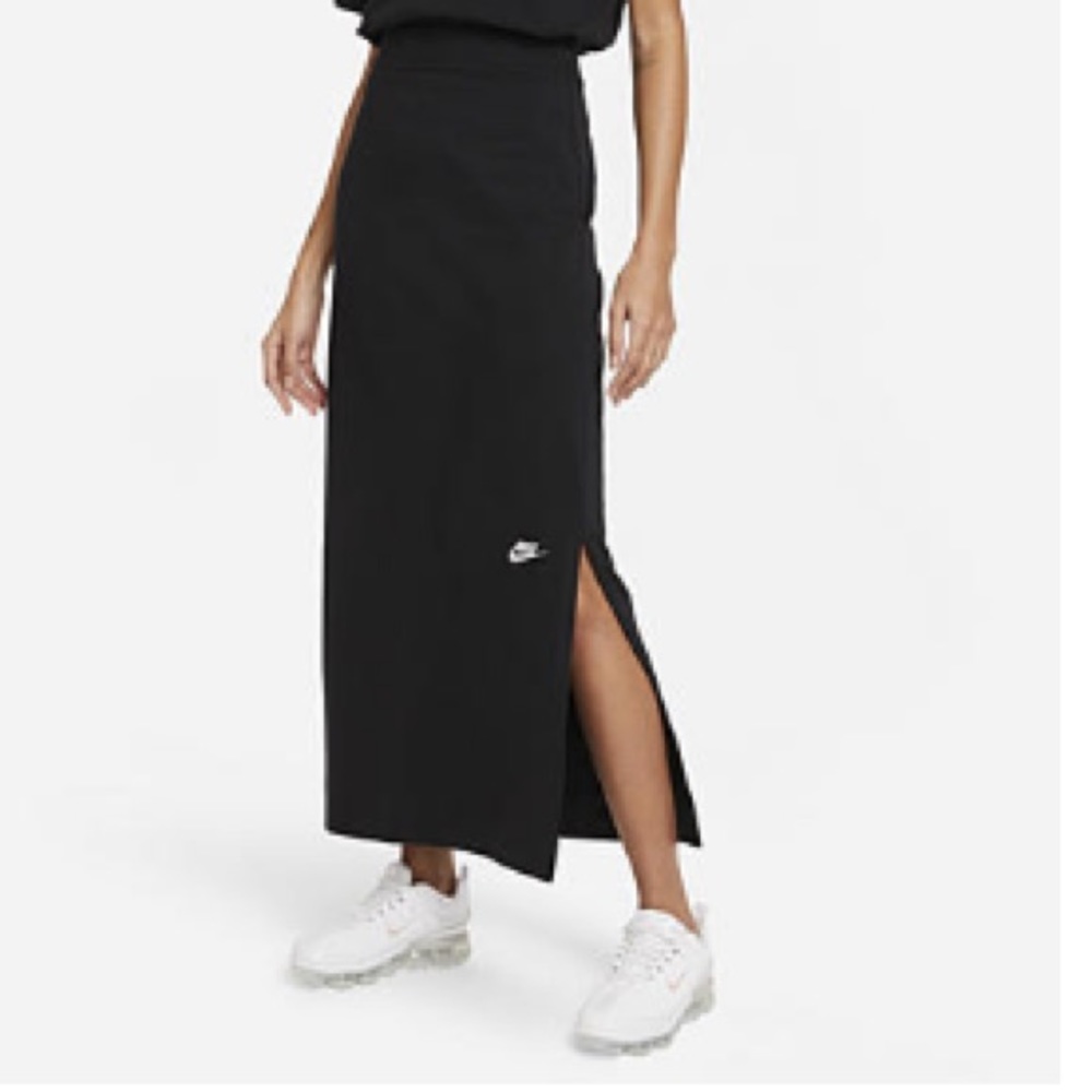 Nike slit black cotton long maxi skirt